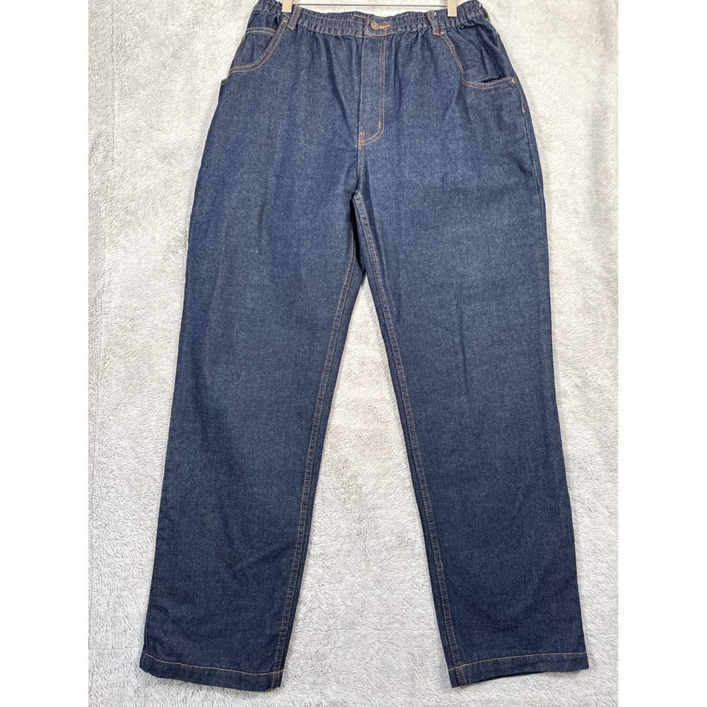 Casual Joe Jeans Women's 38L Dark Wash Denim‎ Elastic Waist Straight Leg Pants